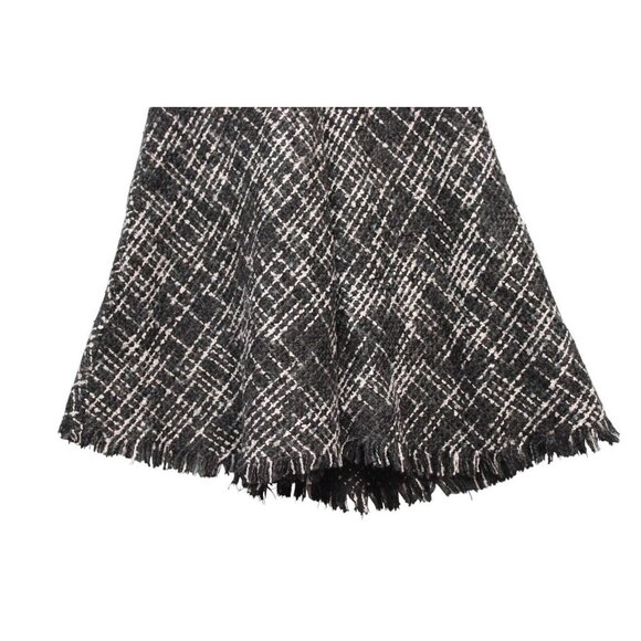 ModCloth Midi A-Line Skirt Size Small Tweed Flare Academia Fringe Preppy - Picture 4 of 12